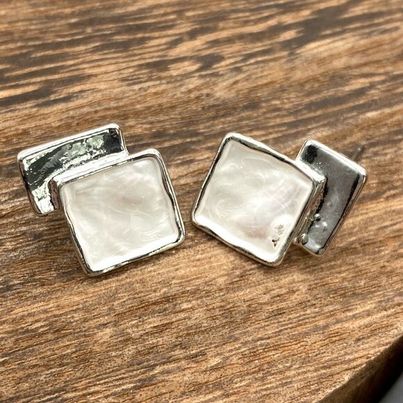 MODERN Silver Inlay Enamel Necklace & Earring Set Contemporary Art to Wear - Picture 4 of 7